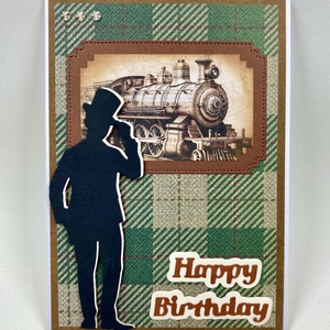 Mozdony születésnapi képeslap, ajándékkísérő, üdvözlőlap - Meska.hu