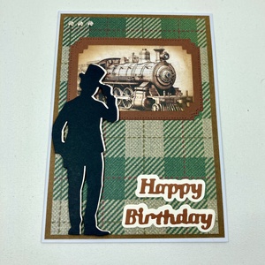 Mozdony születésnapi képeslap, ajándékkísérő, üdvözlőlap - otthon & életmód - papír, írószer - ajándékozás kellékei - képeslap, üdvözlőlap - Meska.hu