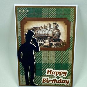 Mozdony születésnapi képeslap, ajándékkísérő, üdvözlőlap - otthon & életmód - papír, írószer - ajándékozás kellékei - képeslap, üdvözlőlap - Meska.hu