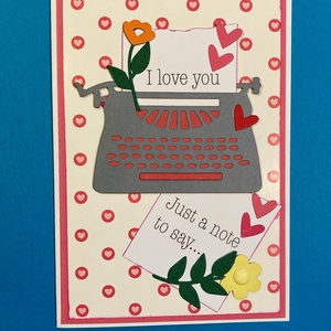 Írógép, retro Valentin napi, szerelmes képeslap, szív, szerelem, love, 3D-s - otthon & életmód - papír, írószer - ajándékozás kellékei - képeslap, üdvözlőlap - Meska.hu