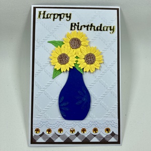 Napraforgók vázában születésnapi képeslap, ajándékkísérő, virágok - Meska.hu