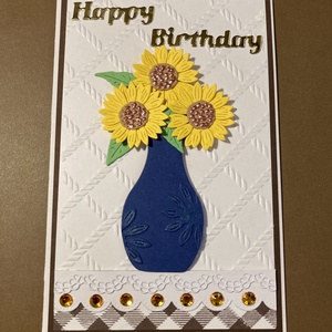 Napraforgók vázában születésnapi képeslap, ajándékkísérő, virágok - otthon & életmód - papír, írószer - ajándékozás kellékei - képeslap, üdvözlőlap - Meska.hu