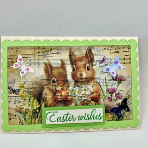 Mókusok húsvéti képeslap, ajándékkísérő - Meska.hu