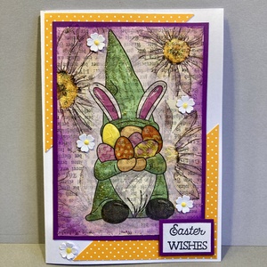 Nyúl gnóm tojásokkal húsvéti képeslap, ajándékkísérő - otthon & életmód - papír, írószer - ajándékozás kellékei - képeslap, üdvözlőlap - Meska.hu