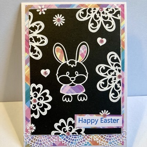 Kockás fülű nyuszi  húsvéti képeslap, ajándékkísérő - otthon & életmód - papír, írószer - ajándékozás kellékei - képeslap, üdvözlőlap - Meska.hu