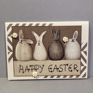 Nyuszik  húsvéti képeslap, ajándékkísérő - Meska.hu