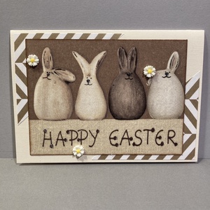 Nyuszik  húsvéti képeslap, ajándékkísérő - otthon & életmód - papír, írószer - ajándékozás kellékei - képeslap, üdvözlőlap - Meska.hu