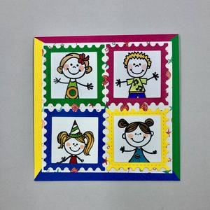 Szines  képeslap születésnapra, névnapra, gyereknapra, ajándékkísérő zsúrra - otthon & életmód - papír, írószer - ajándékozás kellékei - képeslap, üdvözlőlap - Meska.hu