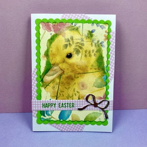 Húsvéti kiskacsa képeslap, ajándékkísérő, Ünnepi díszek, dekorációk, Húsvéti díszek és dekorációk, Húsvéti képeslapok, Decoupage, transzfer és szalvétatechnika, Papírművészet, MESKA
