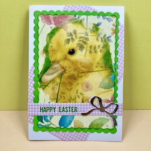 Húsvéti kiskacsa képeslap, ajándékkísérő - ünnepi díszek, dekorációk - húsvéti díszek és dekorációk - húsvéti képeslapok - Meska.hu