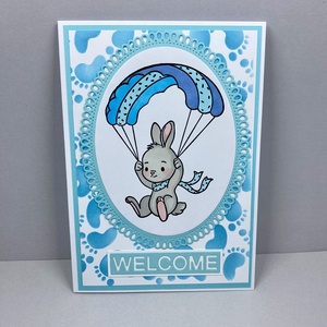 Babaköszöntő képeslap , kislány/kisfiú, Isten hozott!, Otthon & Életmód, Papír, írószer, Ajándékozás kellékei, Képeslap, üdvözlőlap, Papírművészet, MESKA