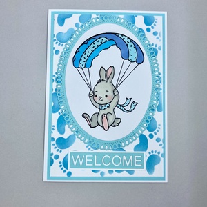 Babaköszöntő képeslap , kislány/kisfiú, Isten hozott! - otthon & életmód - papír, írószer - ajándékozás kellékei - képeslap, üdvözlőlap - Meska.hu