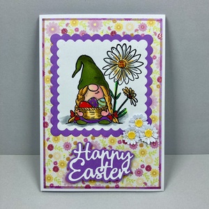 Húsvéti manó/törpe/gnóm tojásokkal, húsvéti képeslap, ajándékkísérő - ünnepi díszek, dekorációk - húsvéti díszek és dekorációk - húsvéti képeslapok - Meska.hu