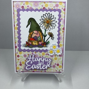 Húsvéti manó/törpe/gnóm tojásokkal, húsvéti képeslap, ajándékkísérő - ünnepi díszek, dekorációk - húsvéti díszek és dekorációk - húsvéti képeslapok - Meska.hu