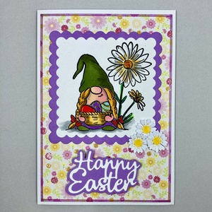 Húsvéti manó/törpe/gnóm tojásokkal, húsvéti képeslap, ajándékkísérő, Ünnepi díszek, dekorációk, Húsvéti díszek és dekorációk, Húsvéti képeslapok, Papírművészet, MESKA