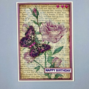 Pillangó, rózsa képeslap, ajándékkísérő - Meska.hu