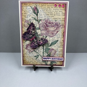 Pillangó, rózsa képeslap, ajándékkísérő - otthon & életmód - papír, írószer - ajándékozás kellékei - képeslap, üdvözlőlap - Meska.hu