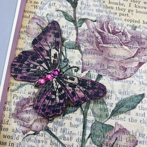 Pillangó, rózsa képeslap, ajándékkísérő - otthon & életmód - papír, írószer - ajándékozás kellékei - képeslap, üdvözlőlap - Meska.hu