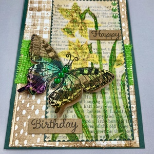 Pillangó, nárcisz képeslap, ajándékkísérő - otthon & életmód - papír, írószer - ajándékozás kellékei - képeslap, üdvözlőlap - Meska.hu