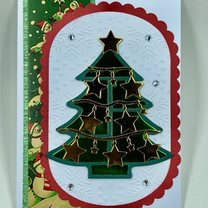 Karácsonyi képeslap, karácsonyfa, fenyőfa, Karácsony,Mikulás, Advent, virág - karácsony - karácsonyi ajándékozás - karácsonyi képeslap, üdvözlőlap, ajándékkísérő - Meska.hu