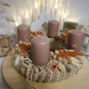 Adventi koszorú, Karácsony, Adventi díszek, Adventi koszorú, Horgolás, Virágkötés, MESKA