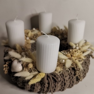 Adventi koszorú, Karácsony, Adventi díszek, Adventi koszorú, Horgolás, Virágkötés, MESKA