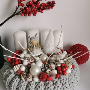 Adventi koszorú, Karácsony, Adventi díszek, Adventi koszorú, Horgolás, Virágkötés, MESKA