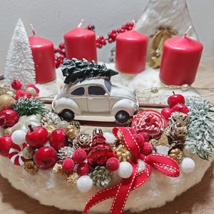 Adventi koszorú, Karácsony, Adventi díszek, Adventi koszorú, Virágkötés, MESKA