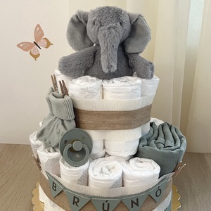 BRÚNÓ pelenkatorta, Baba - mama, Pelenkázó, babafürdető kellékek, Pelenkatorta, Papírművészet, MESKA