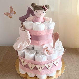 FLÓRA pelenkatorta, Baba - mama, Pelenkázó, babafürdető kellékek, Pelenkatorta, Papírművészet, MESKA