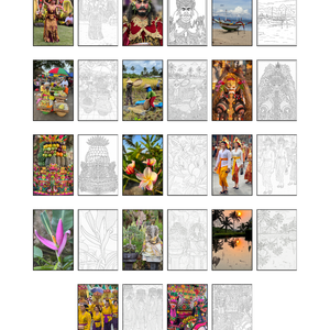 Bali színezőfüzet, 14db kontúrrajz saját fotó alapján - művészet - grafika & illusztráció - digitális - Meska.hu