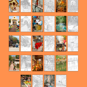 Laosz színezőfüzet, 14db kontúrrajz saját fotók alapján - művészet - grafika & illusztráció - digitális - Meska.hu