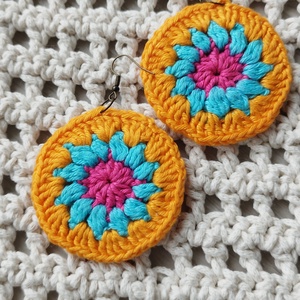 Mandala fülbevalók, Ékszer, Fülbevaló, Csillár fülbevaló, Ékszerkészítés, Horgolás, MESKA