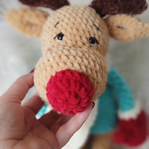 Horgolt rénszarvas (50cm) - karácsony - karácsonyi lakásdekoráció - karácsonyi manók, figurák - Meska.hu