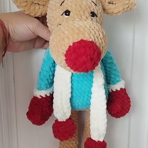 Horgolt rénszarvas (50cm) - karácsony - karácsonyi lakásdekoráció - karácsonyi manók, figurák - Meska.hu