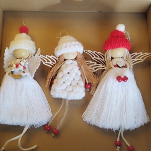 Angyalka karácsonyfadíszek, Karácsony, Karácsonyi lakásdekoráció, Karácsonyfadíszek, Csomózás, Mindenmás, MESKA