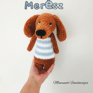 Merész a lázadó tacskó - horgolt tacskó  - játék & sport - plüssállat & játékfigura - kutya - Meska.hu