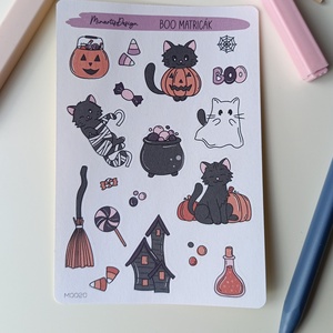 Matricaív - halloween cica, Otthon & Életmód, Papír, írószer, Matrica, matrica csomag, Fotó, grafika, rajz, illusztráció, MESKA