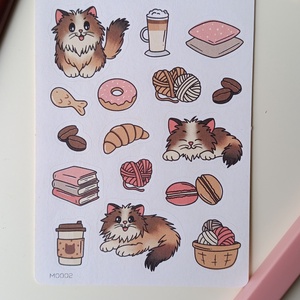 Matricaív - cica kávés, Otthon & Életmód, Papír, írószer, Matrica, matrica csomag, Fotó, grafika, rajz, illusztráció, MESKA