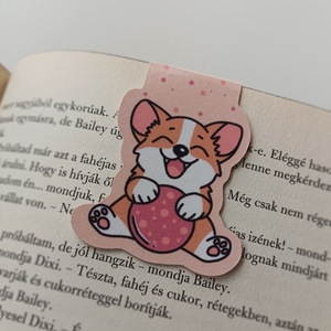 mágneses könyvjelző - corgi labdával, Könyv & Zene, Könyvjelző, Fotó, grafika, rajz, illusztráció, MESKA