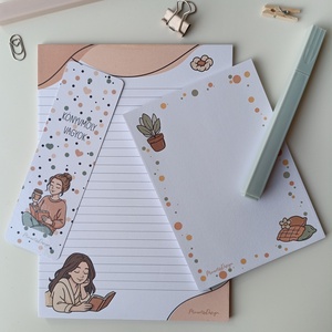 Jegyzettömb, könyvjelző szett - őszi csajos, Otthon & Életmód, Papír, írószer, Jegyzetfüzet & Napló, Fotó, grafika, rajz, illusztráció, MESKA