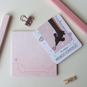 Jegyzettömb, könyvjelző szett - tacskós, Otthon & Életmód, Papír, írószer, Jegyzetfüzet & Napló, Fotó, grafika, rajz, illusztráció, MESKA