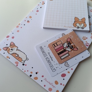 Jegyzettömb, könyvjelző szett - corgi kutyusos - otthon & életmód - papír, írószer - jegyzetfüzet & napló - Meska.hu