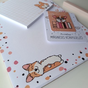Jegyzettömb, könyvjelző szett - corgi kutyusos - otthon & életmód - papír, írószer - jegyzetfüzet & napló - Meska.hu