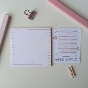 Jegyzettömb, könyvjelző szett - rózsaszín csíkos - otthon & életmód - papír, írószer - jegyzetfüzet & napló - Meska.hu