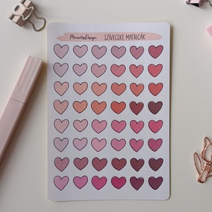 Matricaív - rózsaszín, piros szívecskék, Otthon & Életmód, Papír, írószer, Matrica, matrica csomag, Fotó, grafika, rajz, illusztráció, MESKA