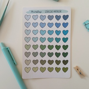 Matricaív - kék, zöld szivecskék, Otthon & Életmód, Papír, írószer, Matrica, matrica csomag, Fotó, grafika, rajz, illusztráció, MESKA