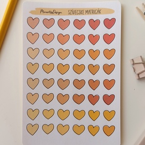 Matricaív -  sárga, narancs szivecskék, Otthon & Életmód, Papír, írószer, Matrica, matrica csomag, Fotó, grafika, rajz, illusztráció, MESKA