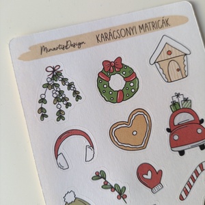 Matricaív -  karácsonyi piros zöld - otthon & életmód - papír, írószer - matrica, matrica csomag - Meska.hu