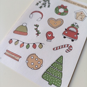 Matricaív -  karácsonyi piros zöld - otthon & életmód - papír, írószer - matrica, matrica csomag - Meska.hu